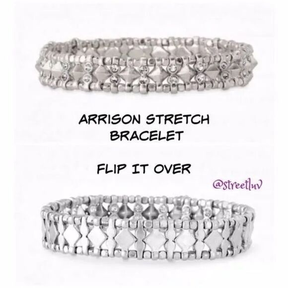 stella & dot ~ arrison stretch bracelet silver - Picture 1 of 5